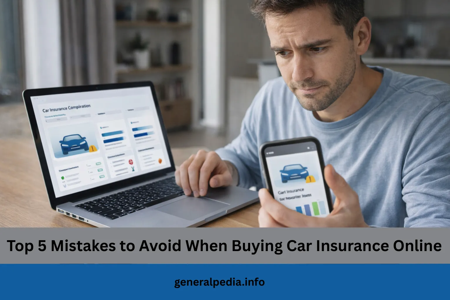 A Image shows Comparing car insurance options online for Top 5 Mistakes to Avoid When Buying Car Insurance Online